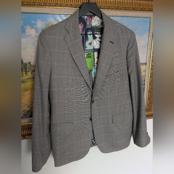 Holland & Sherry Gray Plaid Woman Art Blazer - Picture 2 of 9